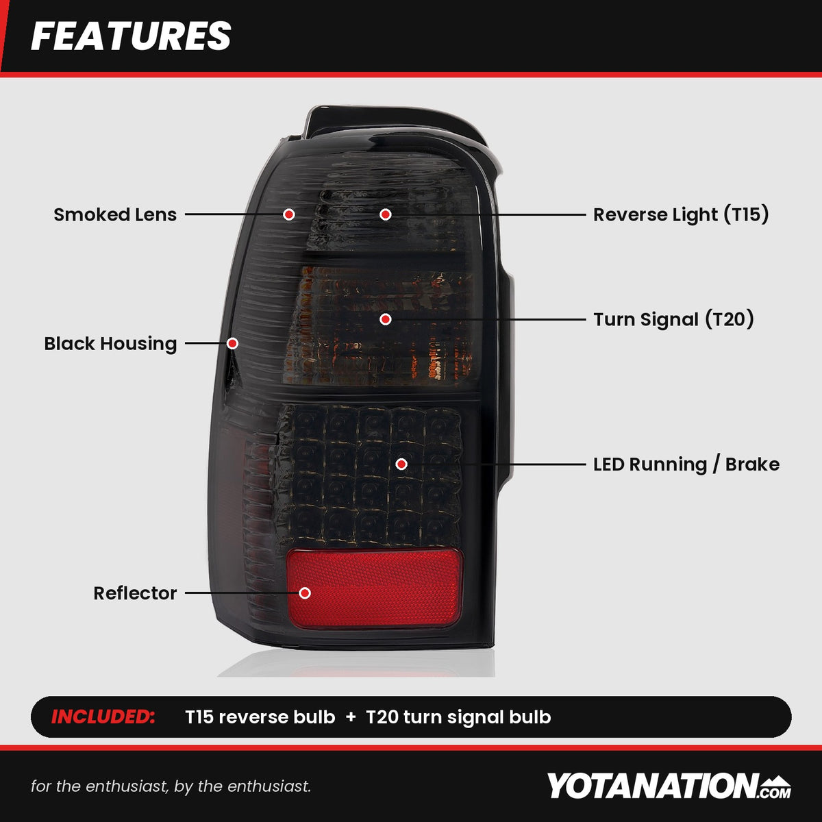 Smoked LED tail lights for 1996-2002 Toyota 4Runner