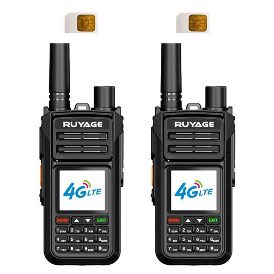 Ruyage X70 Nationwide Lifetime Free 4g+Uhf Walkie Talkies | Global Unlimited Range Dual Mode 2 Way Radios,Relay Function,6800mAh,for Job Site with SIM Cards 2 Pack