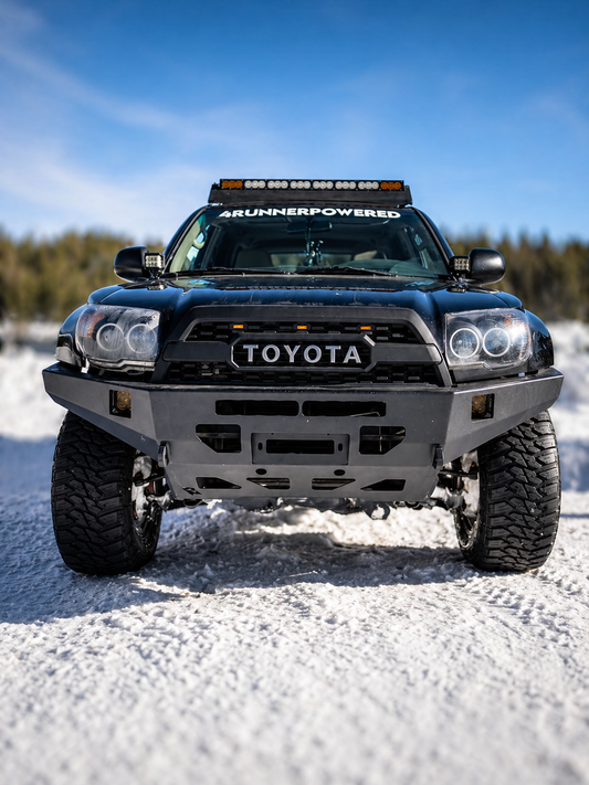 TRD style grille for 2006-2009 4Runner, shown on a black 4th Gen 4Runner in the snow