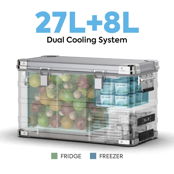 Load image into Gallery viewer, APL35 Dual Zone Aluminum Fridge refrigerator| ICECO | 35 LT
