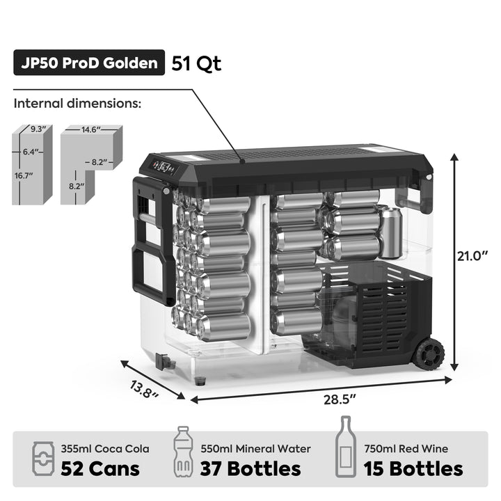 Load image into Gallery viewer, JP50 Pro Dual Zone Wheeled Car Fridge With Cover | ICECO | 50 LT
