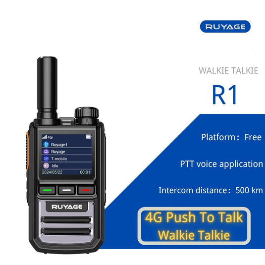 Ruyage R1 Nationwide Lte Two Way Radios Lifetime Free Unlimited Range Rechargeable Global 4g Poc,Portable Walkie Talkies Long Range for Adults Family Road Trip Truck Fleet 2 Pack