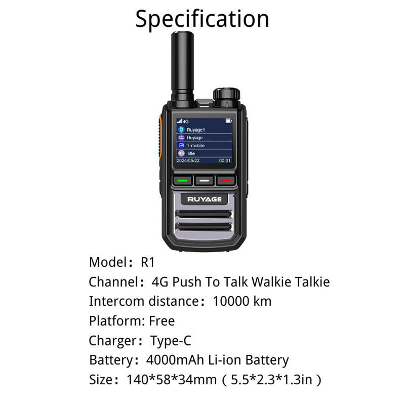 Load image into Gallery viewer, Ruyage R1 Nationwide Lte Two Way Radios Lifetime Free Unlimited Range Rechargeable Global 4g Poc,Portable Walkie Talkies Long Range for Adults Family Road Trip Truck Fleet 2 Pack
