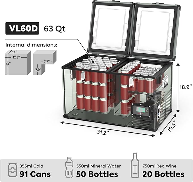 Load image into Gallery viewer, VL60 Dual Zone Metal Fridge Freezer with Cover | ICECO | 60LT
