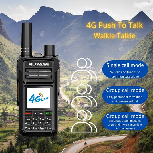 Ruyage X70 Nationwide Lifetime Free 4g+Uhf Walkie Talkies | Global Unlimited Range Dual Mode 2 Way Radios,Relay Function,6800mAh,for Job Site with SIM Cards 2 Pack