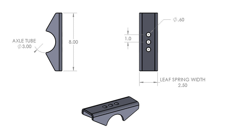 Load image into Gallery viewer, Standard Spring Perches, 3.0&quot; Axle Tube 2.5&quot; Wide

