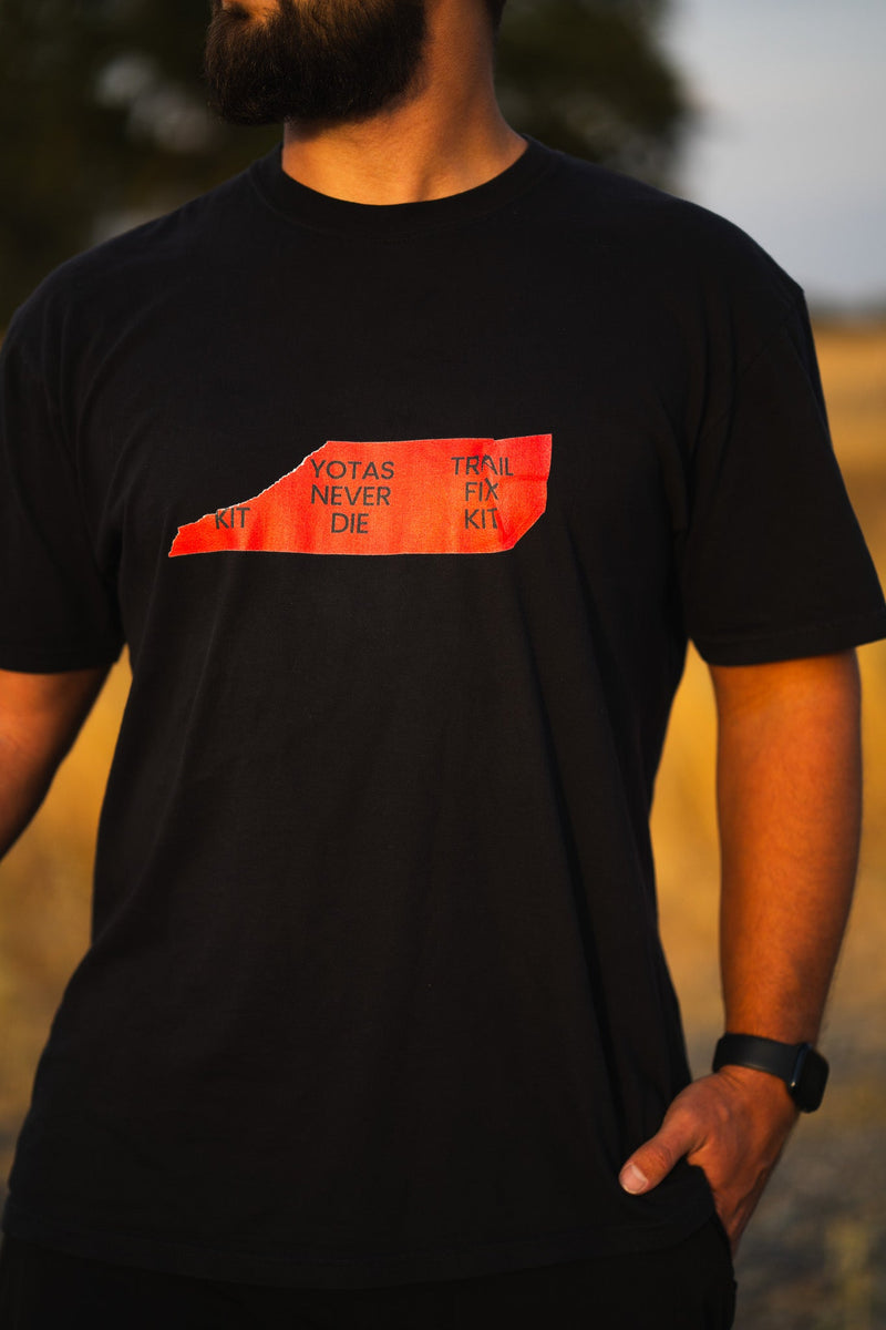 Load image into Gallery viewer, Duct Tape Trail Fix Yotas Never Die T-Shirt
