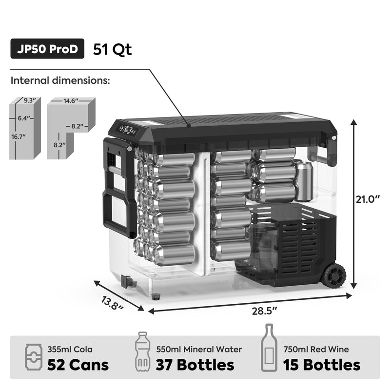 Load image into Gallery viewer, JP50 Pro Dual Zone Wheeled Car Fridge With Cover | ICECO | 50 LT
