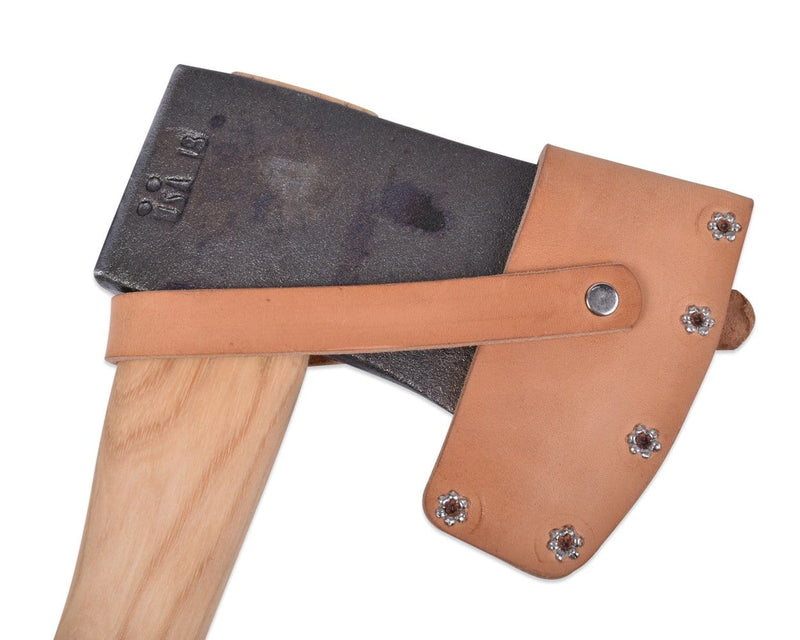 Load image into Gallery viewer, Natural Leather Mask, Riveted Design with Strap for Hatchets
