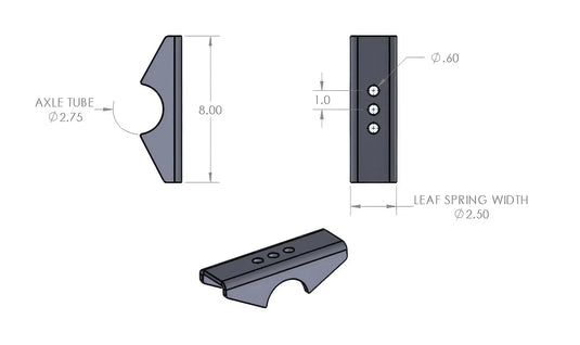 Dana 44HD Spring Perches, 2.5" wide
