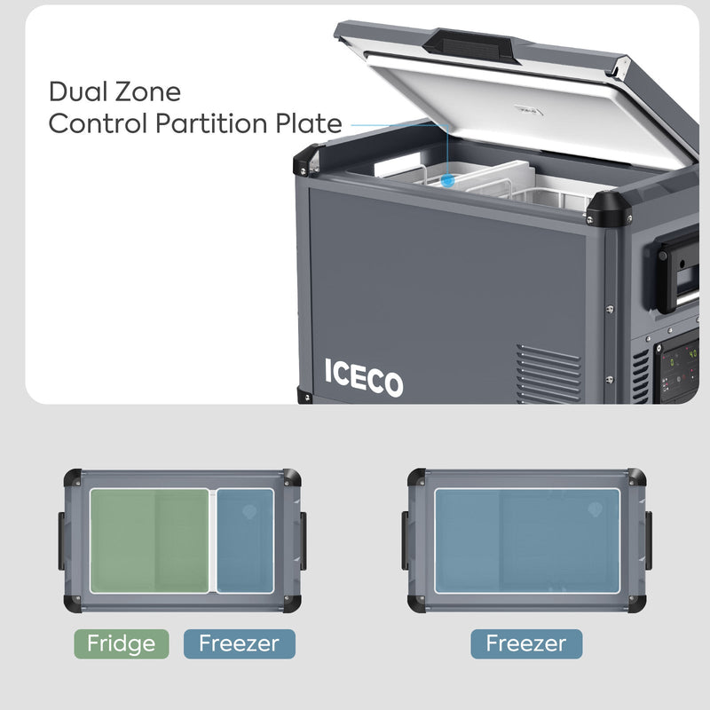 Load image into Gallery viewer, VL45ProD Dual Zone Portable Freezer - Gray | ICECO
