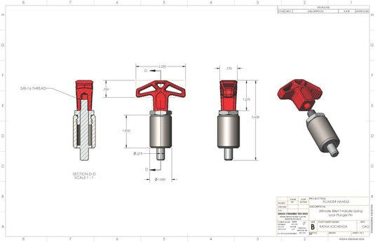 T-Handle for Swingout Tire Carrier Hinges | Billet Anodized Aluminum