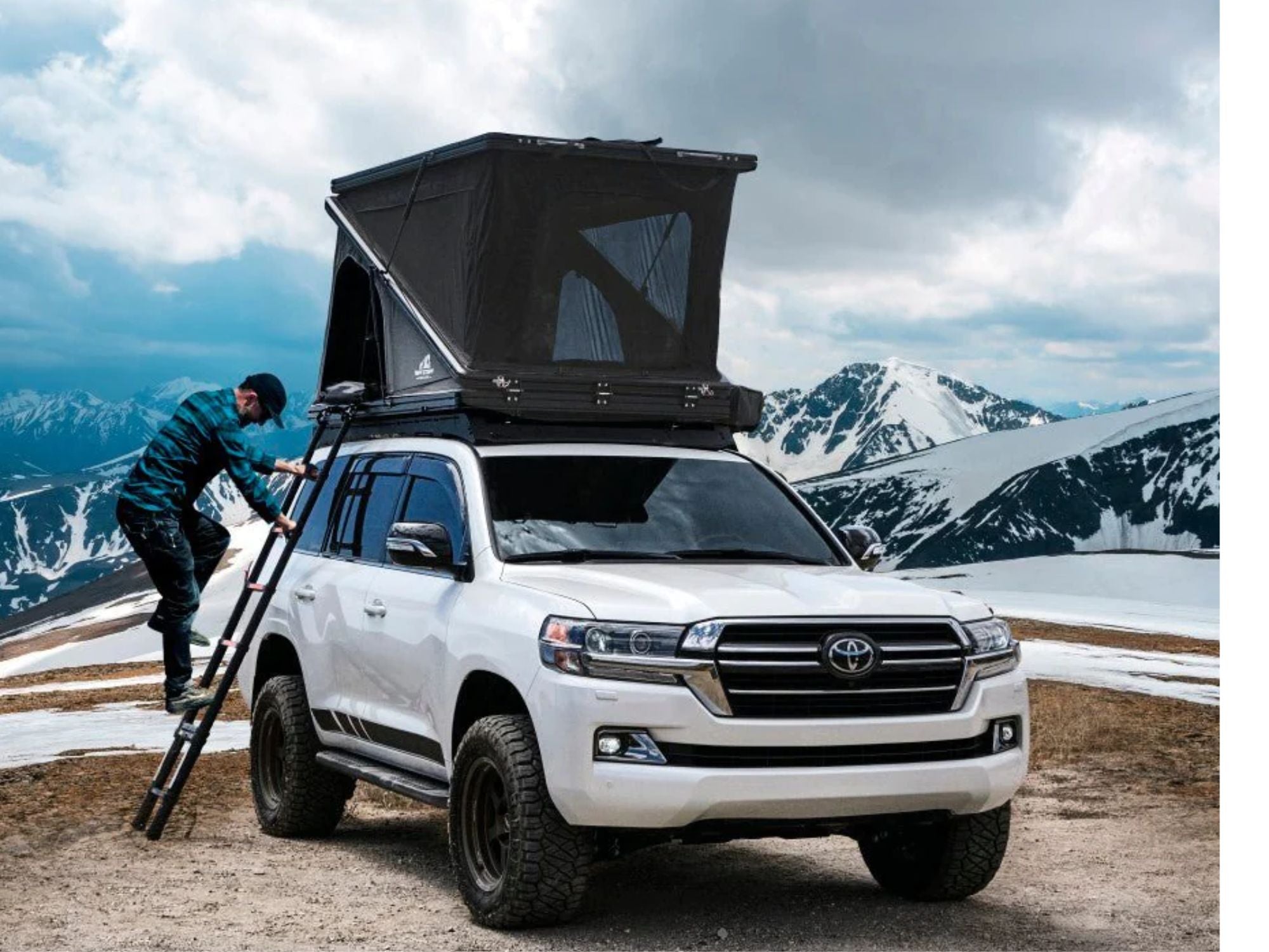 tuff stuff roof tent Tuff Stuff Overland TS-1-1800BLK Alpine Fiftyone Aluminum Shell Roof Top Tent