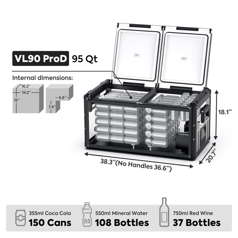 Load image into Gallery viewer, VL90ProD Dual Zone RV 12 volt Fridge Plug in Cooler | ICECO | 90 LT
