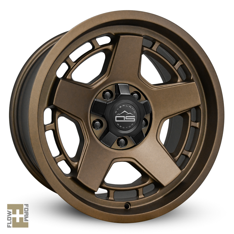 Load image into Gallery viewer, Overland Sector Atlas 17x9 +0 5x120/5x127mm 73.1mm Satin Textured Bronze
