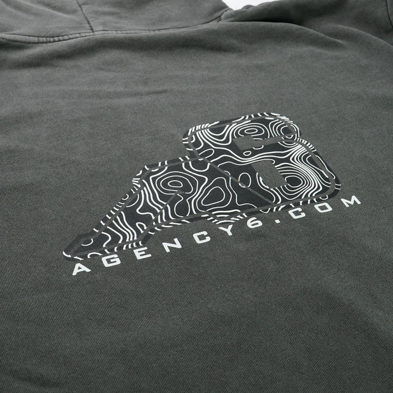 Load image into Gallery viewer, Hooded Sweatshirt - A6 Topographic Logo - Pigment Black
