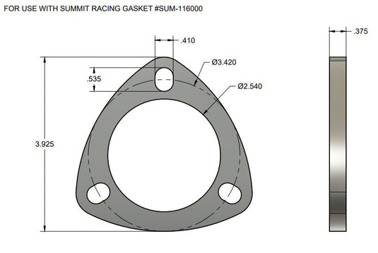 3 Bolt Exhaust Flange 2 1/2" ID