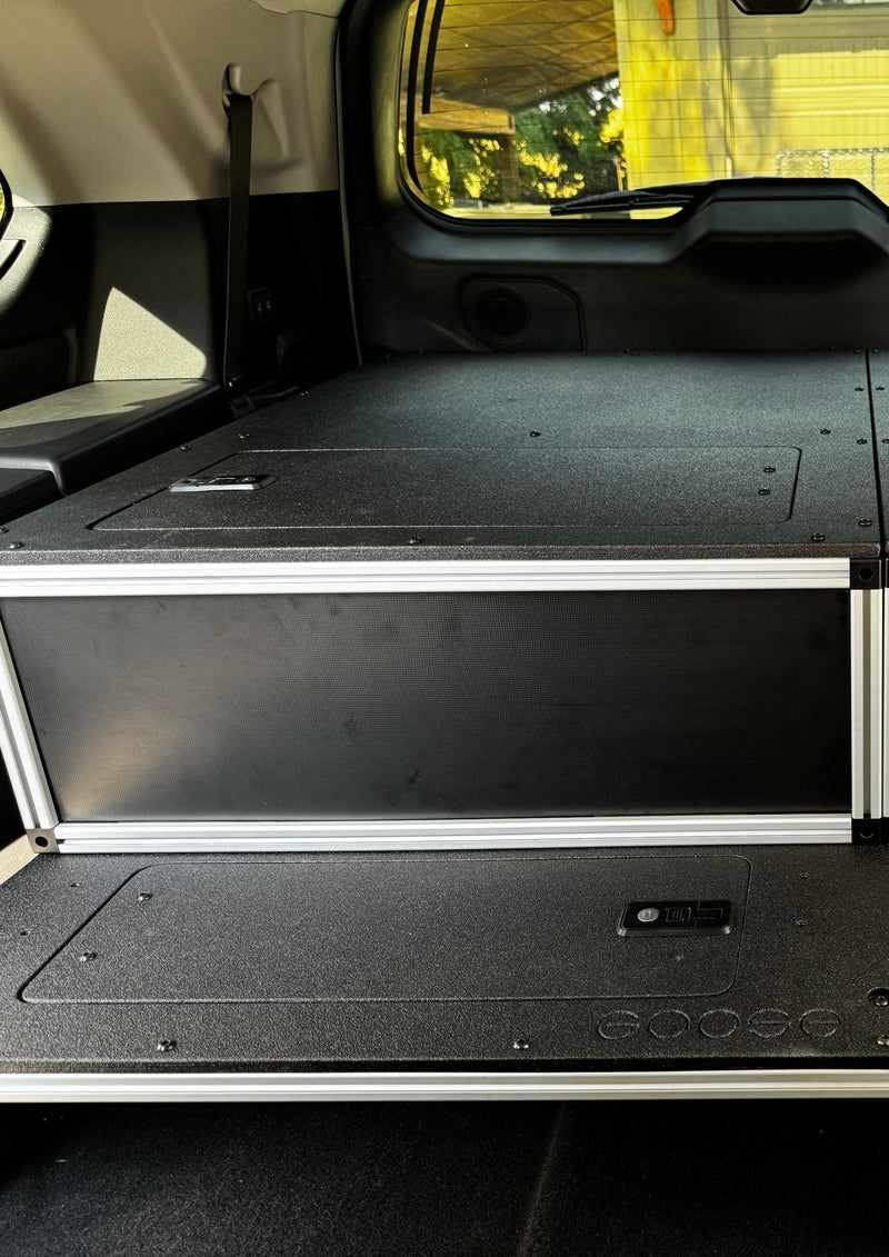 Load image into Gallery viewer, Toyota - Sequoia - 2023-Present - 3rd Gen - Explore Series - Single Drawer - 28-3/16&quot; Width x 38&quot; Deep x 10&quot; High - Drawer Module with Short Drawer 20&quot; and Storage Space Behind
