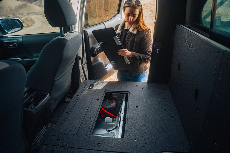 Load image into Gallery viewer, Toyota Tacoma 2005-2023 2nd and 3rd Gen Double Cab Version 2 - Second Row Seat Delete Plate System
