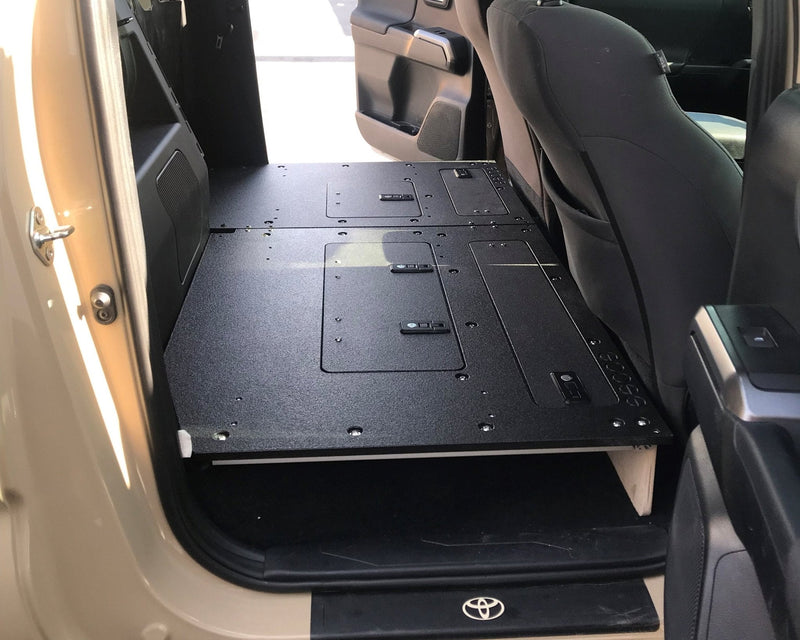 Load image into Gallery viewer, Toyota Tacoma 2005-2023 2nd and 3rd Gen. Double Cab - Second Row Seat Delete Plate System keeping Factory Back Wall
