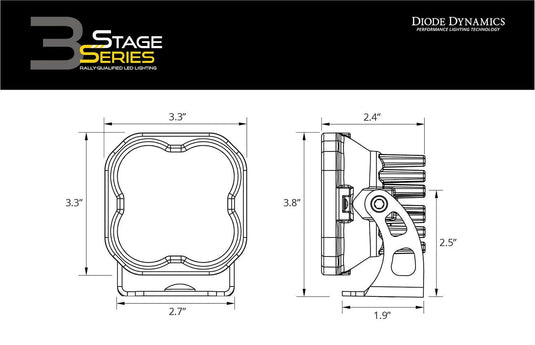 Stage Series 3" SAE/DOT Max Standard LED Pod (one) White/Yellow - Yota Nation